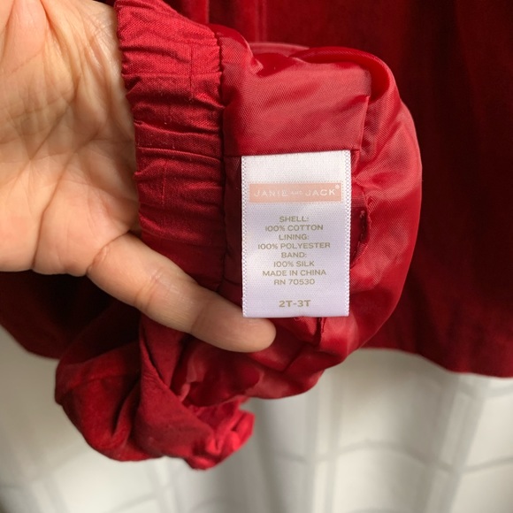 Janie and Jack Girls Holiday Velvet And Silk Coat And Beret Silk Rosettes. 2T 3T - Picture 8 of 11